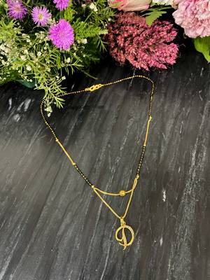 Short Mangalsutra Designs D Alphabet Gold Plated Mangalsutra Valentines Day Gift (21 Inches) 1
