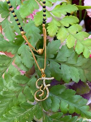 Short Mangalsutra Designs F Alphabet Gold Plated Mangalsutra Valentines Day Gift (21 Inches) 1