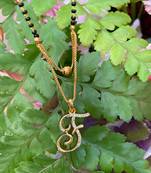 Short Mangalsutra Designs F Alphabet Gold Plated Mangalsutra Valentines Day Gift (21 Inches)