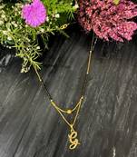 Short Mangalsutra Designs G Alphabet Gold Plated Mangalsutra Valentines Day Gift (18 Inches)