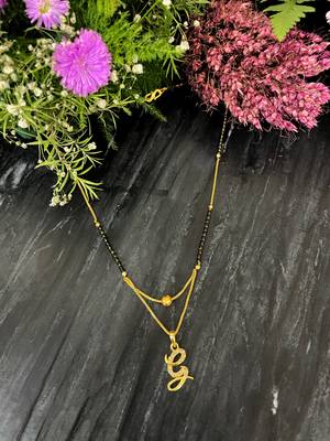 Short Mangalsutra Designs G Alphabet Gold Plated Mangalsutra Valentines Day Gift (18 Inches) 2