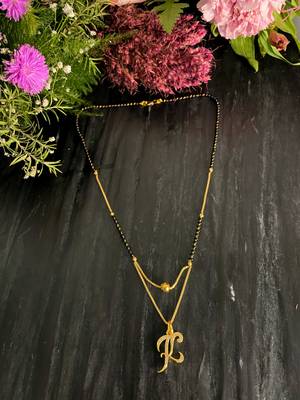 Short Mangalsutra Designs K Alphabet Gold Plated Mangalsutra Valentines Day Gift (21 Inches) 1