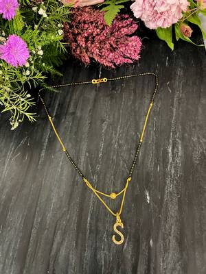 Short Mangalsutra Designs S Alphabet Gold Plated Mangalsutra Valentines Day Gift (21 Inches) 1