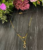 Short Mangalsutra Designs S Alphabet Gold Plated Mangalsutra Valentines Day Gift (21 Inches)
