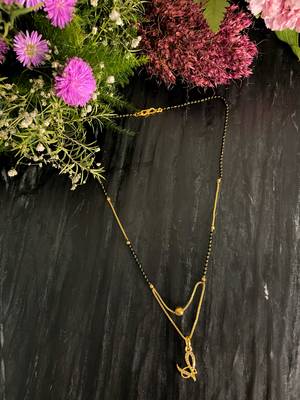 Short Mangalsutra Designs V Alphabet Gold Plated Mangalsutra Valentines Day Gift (21 Inches) 1
