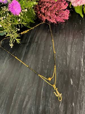 Short Mangalsutra Designs Y Alphabet Gold Plated Mangalsutra Valentines Day Gift (21 Inches) 1