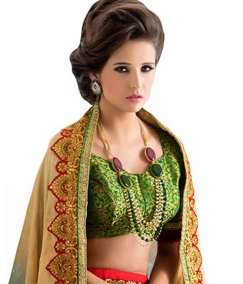 Green Embroidered Jacquard Saree With Blouse 2
