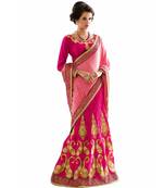 Pink Embroidered Jacquard Saree With Blouse