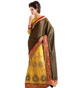 Yellow Embroidered Georgette Lehenga Saree With Blouse