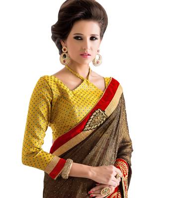 Yellow Embroidered Georgette Lehenga Saree With Blouse 2
