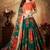 Green & Orange Colored Dori, Zari, and Sequins embroidered & Digital Floral Printed organza wedding Lehenga choli