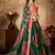 Green & Orange Colored Dori Zari And Sequins Embroidered & Digital Floral Printed Organza Wedding Lehenga Choli
