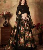Black Sequins Resham Zari And Dori Embroidered Organza Floral Designer Lehenga Choli