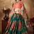 Green & Orange Colored Dori, Zari, and Sequins embroidered & Digital Floral Printed organza wedding Lehenga choli