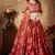 Maroon & Peach Colored Dori Zari And Sequins Embroidered & Digital Floral Printed Organza Party Wear Lehenga