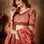 Maroon & Peach Colored Dori, Zari, and Sequins embroidered & Digital Floral Printed organza party wear Lehenga