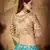 Sky-blue & Beige Dori, Zari, and Sequins embroidered & Floral organza Lehenga Choli for bride