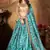 Sky-blue & Beige Dori, Zari, and Sequins embroidered & Floral organza Lehenga Choli for bride