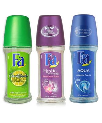 Fa Pack of Caribbean Lemon Roll On, Exotic Garden Roll On &  Fresh & Dry Roll On 1