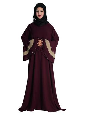 Purple embroidered crepe abaya 1