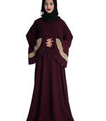 Purple embroidered crepe abaya