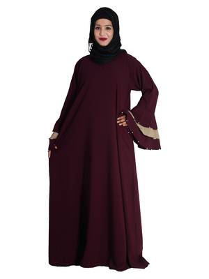 Purple embroidered crepe abaya 2