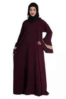 Purple embroidered crepe abaya
