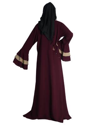 Purple embroidered crepe abaya 3