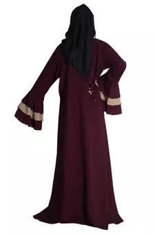 Purple embroidered crepe abaya