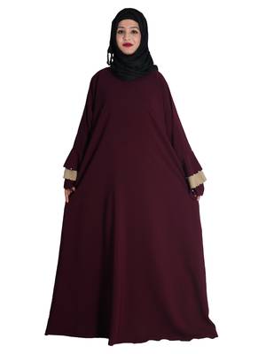 Purple embroidered crepe abaya 4