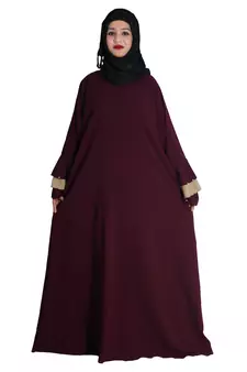 Purple embroidered crepe abaya