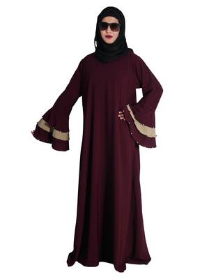 Purple embroidered crepe abaya 5