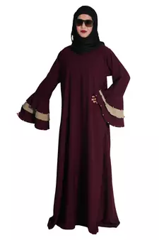 Purple embroidered crepe abaya