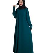 Green embroidered crepe abaya