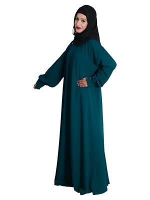 Green embroidered crepe abaya 2