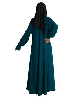 Green embroidered crepe abaya 3