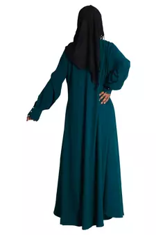 Green embroidered crepe abaya