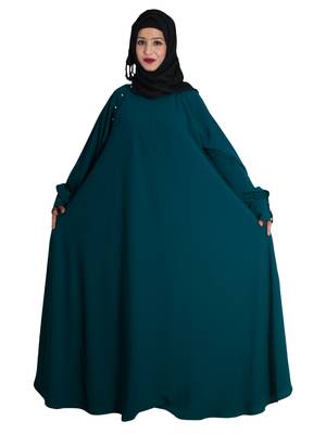 Green embroidered crepe abaya 4