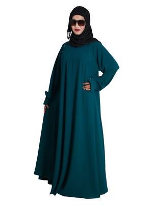 Green embroidered crepe abaya 5