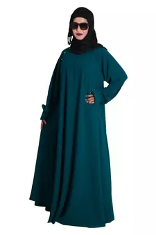 Green embroidered crepe abaya