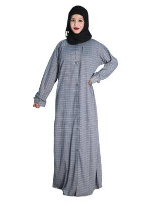 Blue embroidered denim abaya 1