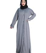 Blue embroidered denim abaya