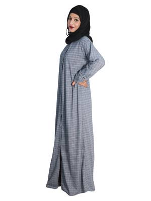 Blue embroidered denim abaya 2