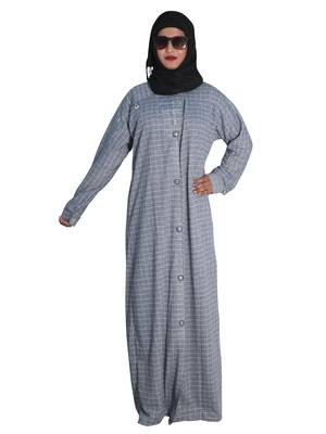Blue embroidered denim abaya 3