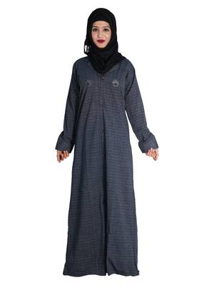 Blue embroidered denim abaya 1