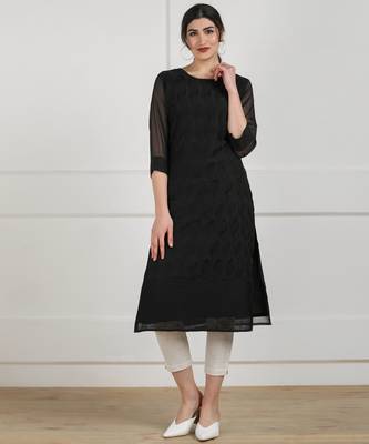 Black embroidered georgette chikankari-kurtis 1