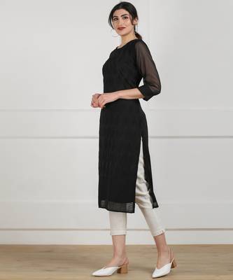 Black embroidered georgette chikankari-kurtis 3