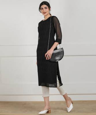 Black embroidered georgette chikankari-kurtis 4