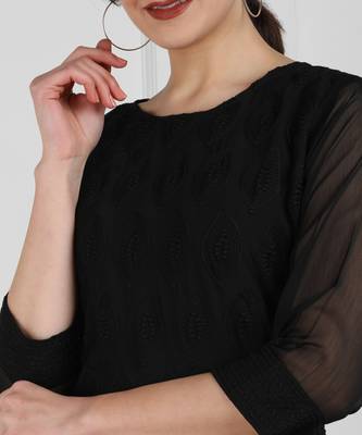 Black embroidered georgette chikankari-kurtis 5