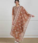 Light-brown embroidered synthetic salwar